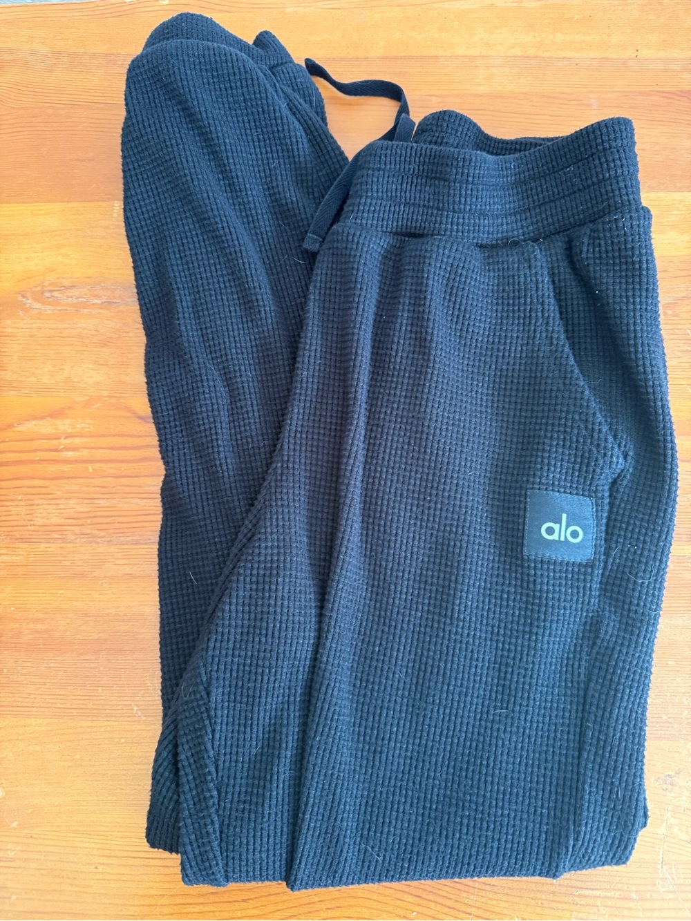 ALO Yoga Black Waffle Knit Joggers